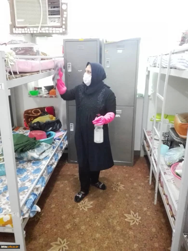 گزارش ضد عفونی ساختمان اداری و سرای دانشجویی/مرکز آموزش عالی خدیجه کبری (س) دزفول/اسفند ماه 98 2