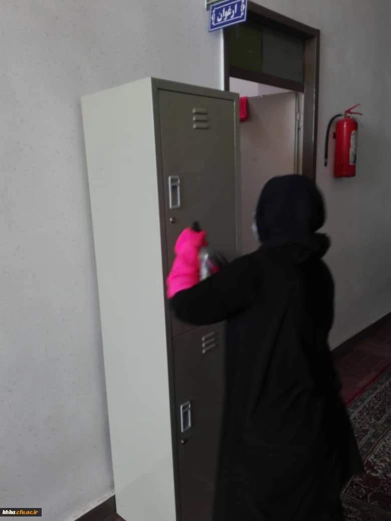 گزارش ضد عفونی ساختمان اداری و سرای دانشجویی/مرکز آموزش عالی خدیجه کبری (س) دزفول/اسفند ماه 98 3