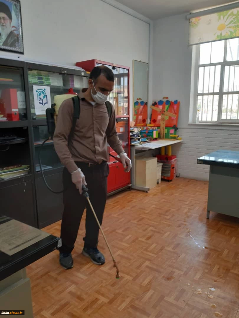 گزارش ضد عفونی ساختمان اداری و سرای دانشجویی/مرکز آموزش عالی خدیجه کبری (س) دزفول/اسفند ماه 98 5
