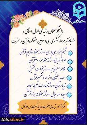 درخشش دانشجویان در جشنواره قرآن و عتترت

حضور پررنگ دانشجومعلمان مرکز آموزش عالی حضرت خدیجه کبری(س)دزفول در سی و سومین جشنواره قرآن و عترت